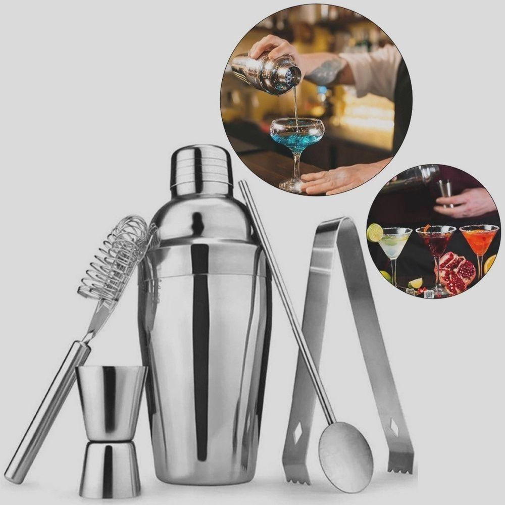 Kit Coqueteleira Em Inox 500Ml Espremedor Dosador