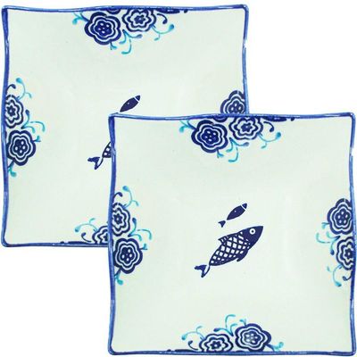 Kit 4 Tigela Sobremesa Bowl Praia Peixe Oceano Náutico 14cm