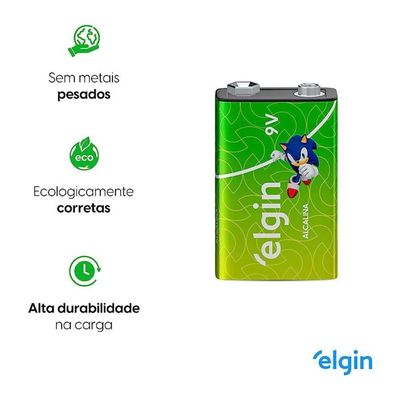 Bateria Alcalina 9v - Elgin