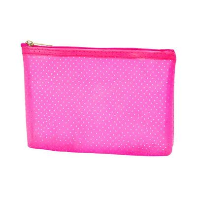 Kit 2 Necessaire Rosa Translúcida 20,5x14,5cm Zíper Viajar