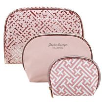 Kit De Necessaire Com 3 Peças Diamantes Jacki Design Rosa