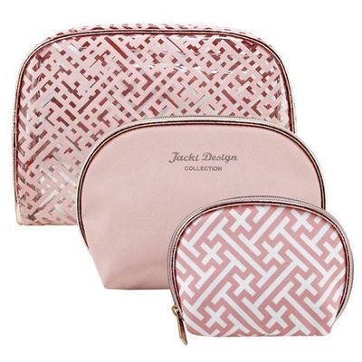 Kit De Necessaire Com 3 Peças Diamantes Jacki Design Rosa