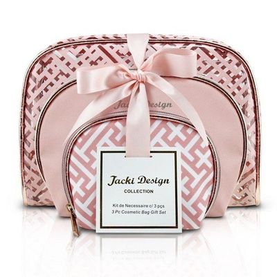 Kit De Necessaire Com 3 Peças Diamantes Jacki Design Rosa