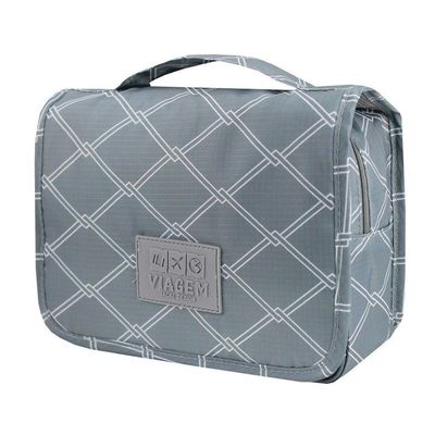 Necessaire Com Gancho Para Viagem Estampa Listrada Jacki Design Cinza