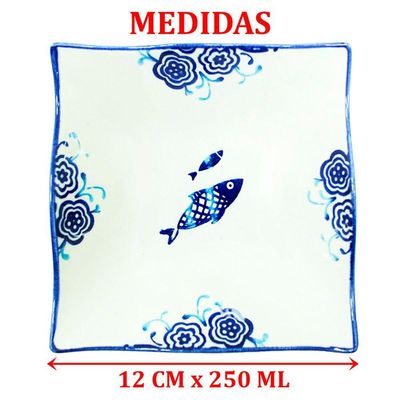 Kit 6 Tigela Sobremesa Bowl Praia Peixe Oceano Náutico 14cm