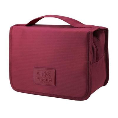 Necessaire Com Gancho Para Viagem Estampa Lisa Jacki Design Vermelho Escuro