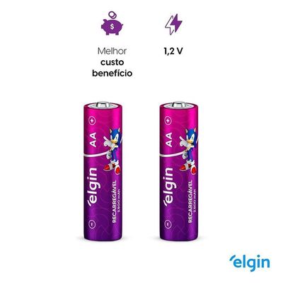 Pilha Recarregável Aa 2500 Mah Blister 4 Peças - Elgin