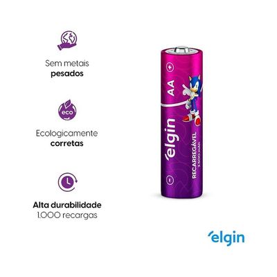Pilha Recarregável Aa 2500 Mah Blister 4 Peças - Elgin
