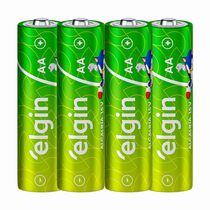 Pilha Alcalina Elgin Aa 1.5v Cartela Com 4 Unidades