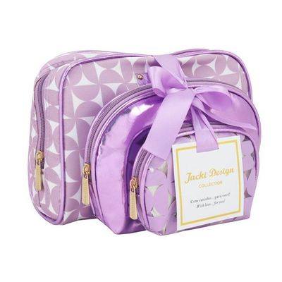 Kit De Necessaire Com 3 Pçs Glitz Jacki Design Roxo