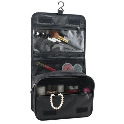 Necessaire Com Gancho Para Viagem Estampa Lisa Jacki Design Preto