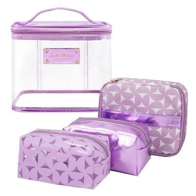 Kit De Necessaire Com 4 Pçs Glitz Jacki Design Roxo
