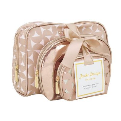 Kit De Necessaire Com 3 Pçs Glitz Jacki Design Dourado