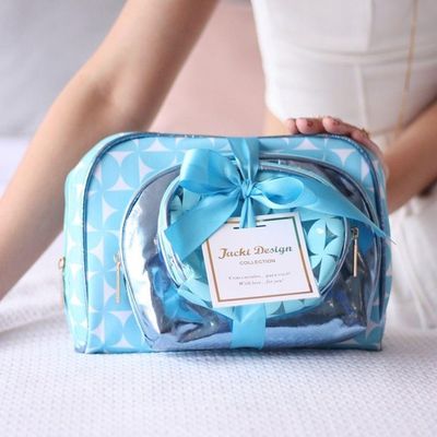 Kit De Necessaire Com 3 Pçs Glitz Jacki Design Azul