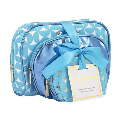 Kit De Necessaire Com 3 Pçs Glitz Jacki Design Azul