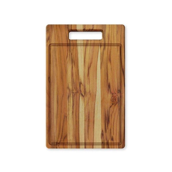 Tábua De Carne De Madeira Teca Com Canaleta - Stolf 44x30