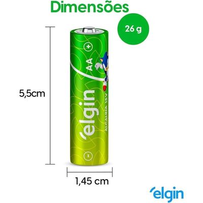 Pilha Alcalina Aa Pequena Cartela Com 4 Unidades Elgin