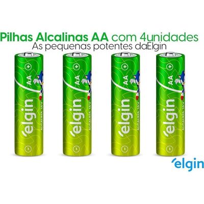 Pilha Alcalina Aa Pequena Cartela Com 4 Unidades Elgin