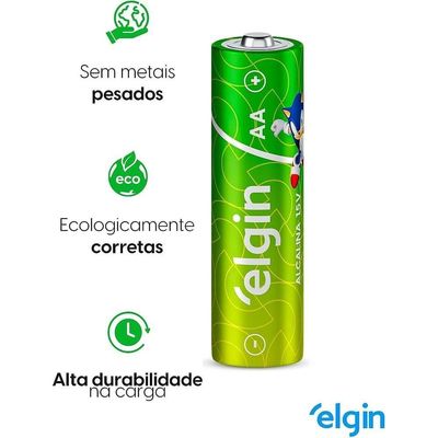 Pilha Alcalina Aa Pequena Cartela Com 4 Unidades Elgin
