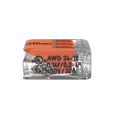 Conector Emenda Compacto Wago 221-413 - 3 Pólos Até 4mm²