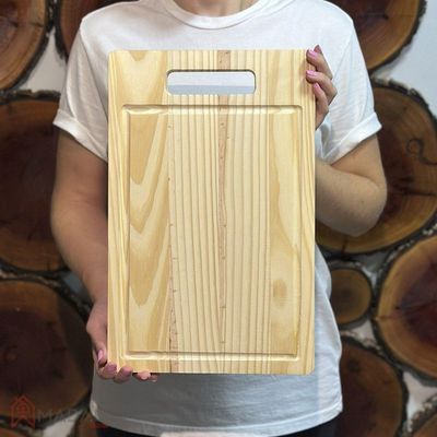 Tábua De Carne De Madeira Pinus Com Pegador- Stolf 39x25