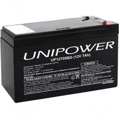 Bateria 12V 7,0 Ah(Up1270Seg)F187, Destinada Ao Mercado De S