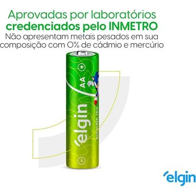 Pilha Alcalina Aa Pequena Cartela Com 8 Unidades Elgin