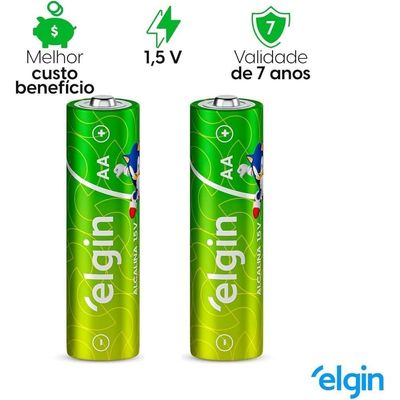 Pilha Alcalina Aa Pequena Cartela Com 8 Unidades Elgin