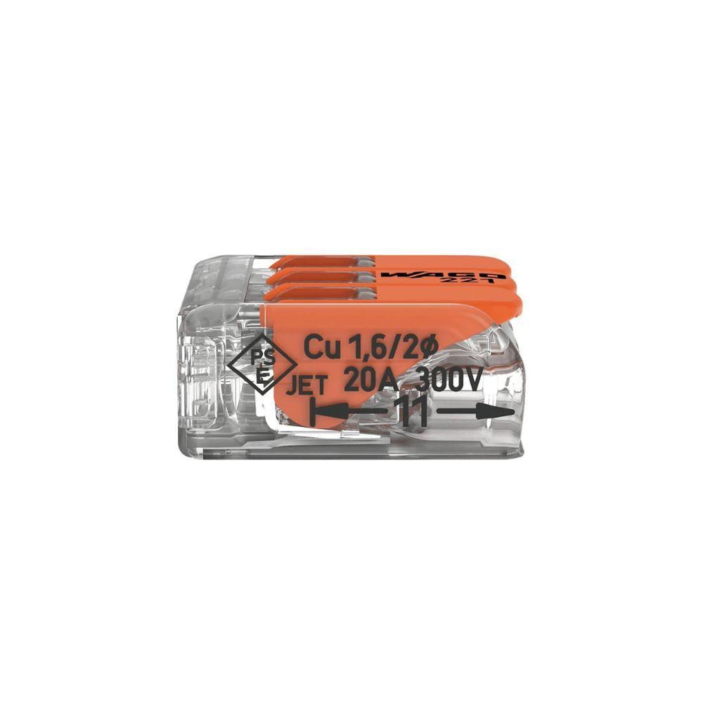 3 Conectores Emenda 4mm 3 Polos 221-413 - Wago