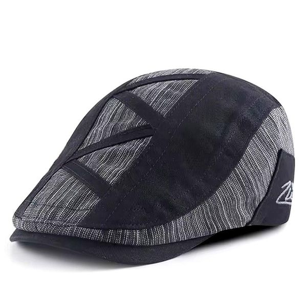 Boina Masculina Italiana Estilo Vintage Jornaleiro Plana Ajustável Preto