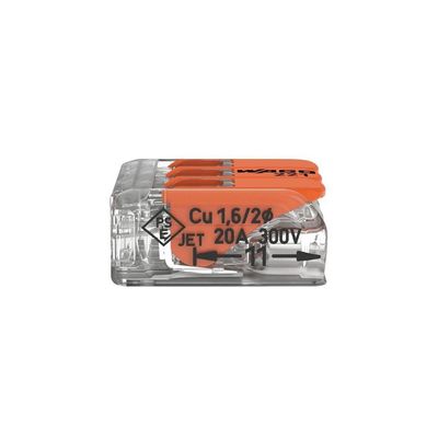 20 Conectores Emenda 4mm 3 Polos 221-413 - Wago