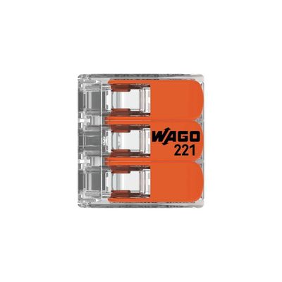 20 Conectores Emenda 4mm 3 Polos 221-413 - Wago