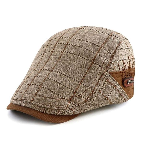 Boina Italiana Masculina Com Detalhe De Linhas Estilo Casual Marrom
