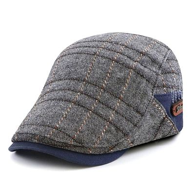 Boina Italiana Masculina Com Detalhe De Linhas Estilo Casual Cinza