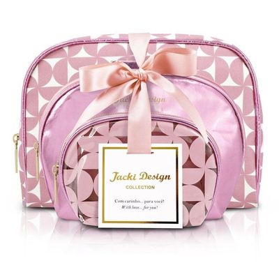 Kit De Necessaire Com 3 Pçs Glitz Jacki Design Rosa