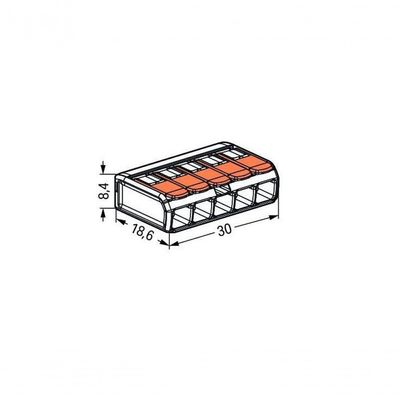 Conector Emenda Compacto Wago 221-413 - 5 Pólos Até 4mm²