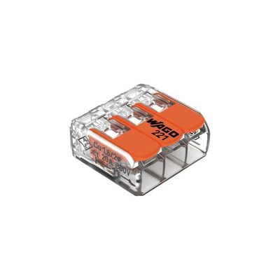 50 Conectores Emenda 4mm 3 Polos 221-413 - Wago