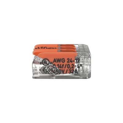 50 Conectores Emenda 4mm 3 Polos 221-413 - Wago