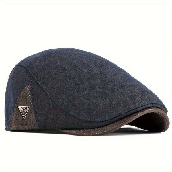 Boina De Outono Masculino Retro Ivy Estilo Gatsby Ajustável E Elegante Azul-marinho