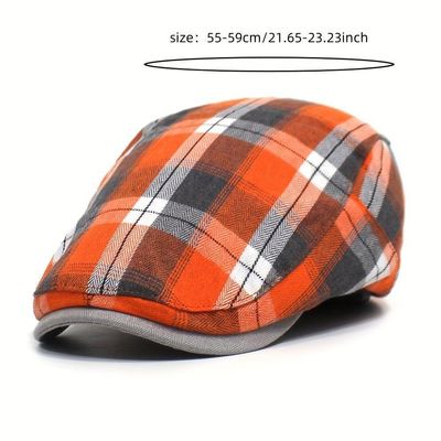 Boina Xadrez Vintage Respiraveis E Leves Unissex Laranja