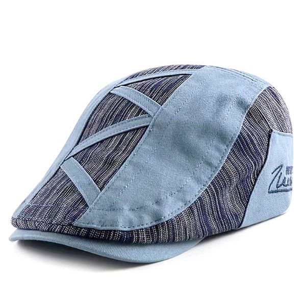 Boina Masculina Italiana Estilo Vintage Jornaleiro Plana Ajustável Azul