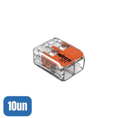 10 Conectores Automáticos Até 6,0mm 2 Polos 41a - Wago