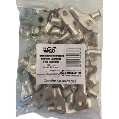 Terminal De Compressão Olhal Com Boca Expandida 25,0mm² - 50 Unidades