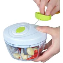Mini Triturador Processador De Alimentos Manual Alho Cebola 3 Lâminas Inox P