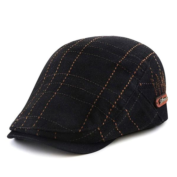 Boina Italiana Masculina Com Detalhe De Linhas Estilo Casual Preto