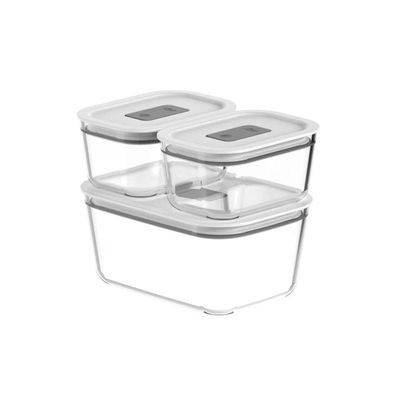 Conjunto De Potes De Vidro Herméticos 3 Peças Fresh Lock Ou