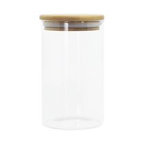 17427237881153 Pote De Vidro Com Tampa De Bambu Oikos 600ml Hermético Redondo