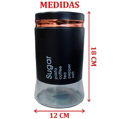 Pote Frasco Sugar De Vidro Médio Mantimentos Tampa Hermético