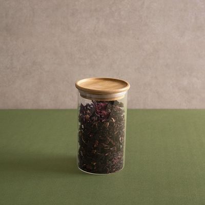 Pote De Vidro Com Tampa De Bambu Oikos 600ml Hermético Redondo Empilhável