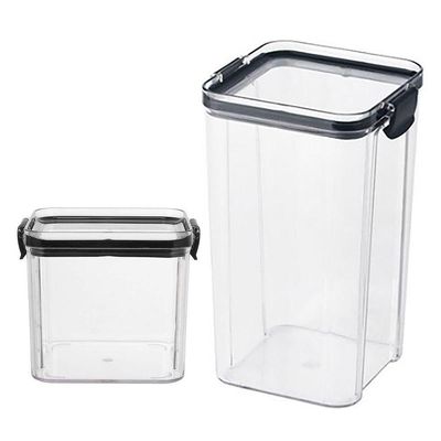 Pote Hermetico Conserva Tampa Com Trava Kit 2 Unidades Acrilico Transparente Alimento Mantimento
